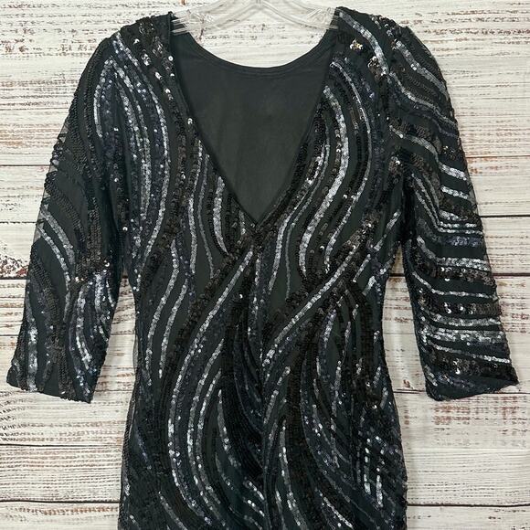 Express Silver and Black Sequin Mini Dress, EUC, Size 2, MSRP $128 - Picture 9 of 14